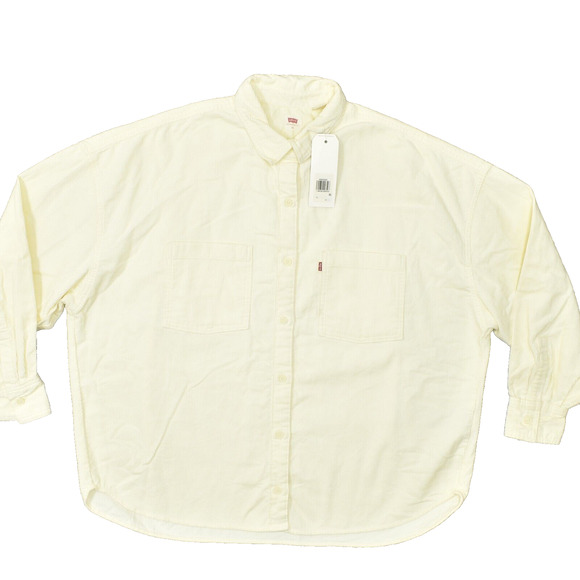 NEW Levi's Women's Size XL Button Up Corduroy Long Sleeve Yellow Solid Cotton Co - Picture 1 of 8